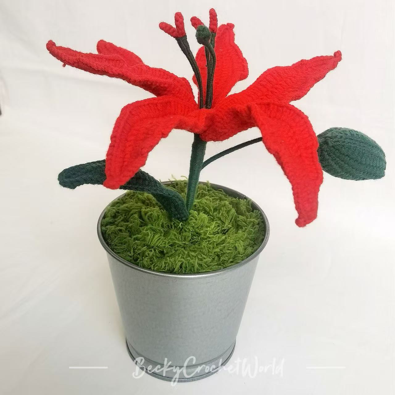 Red - Lily flower pot