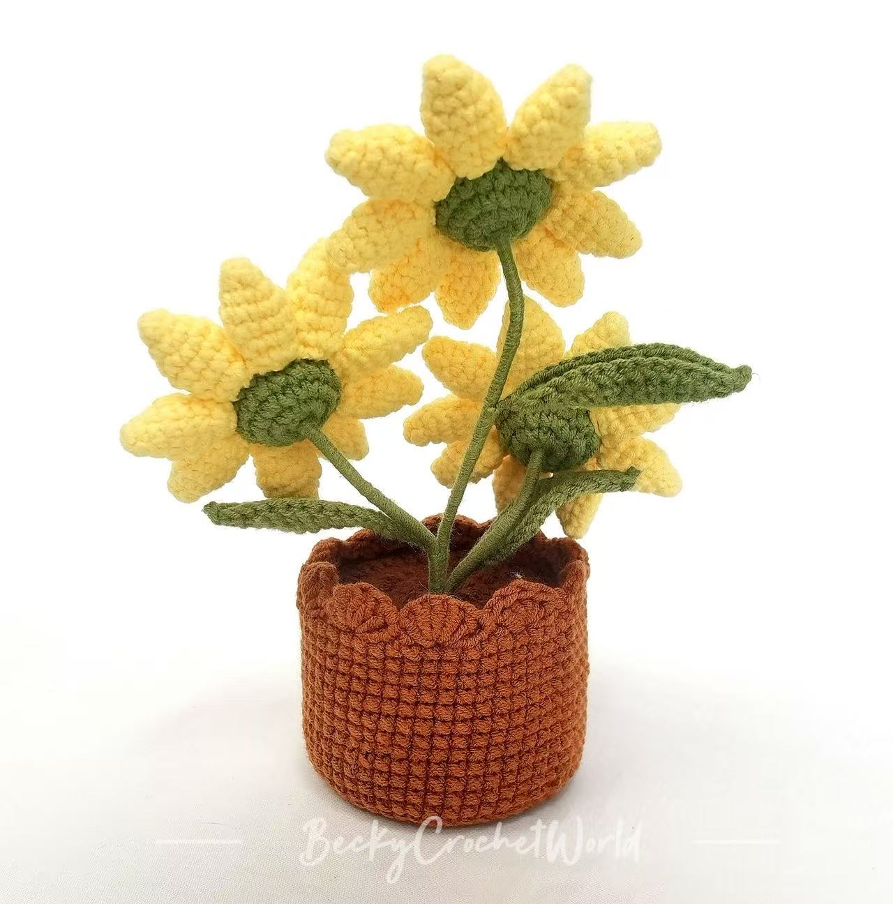 Smile Daisy Flower Pot - brown