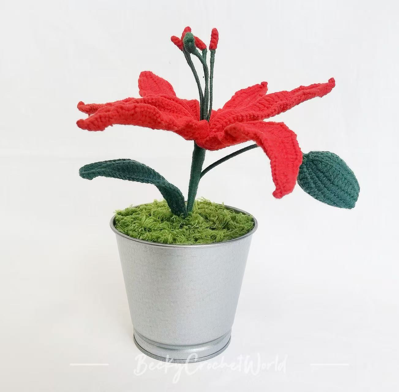 Red - Lily flower pot