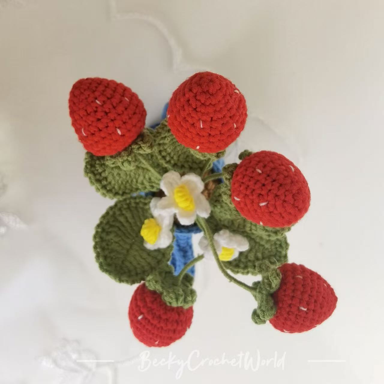 Blue Watering Can Strawberry