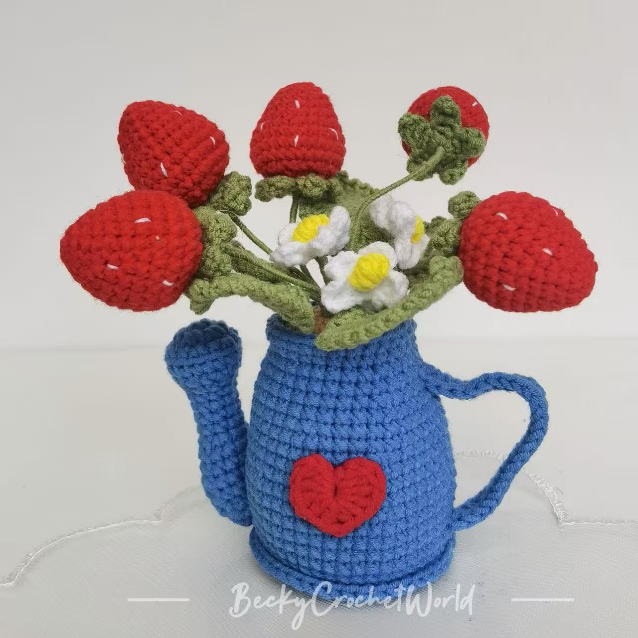 Blue Watering Can Strawberry
