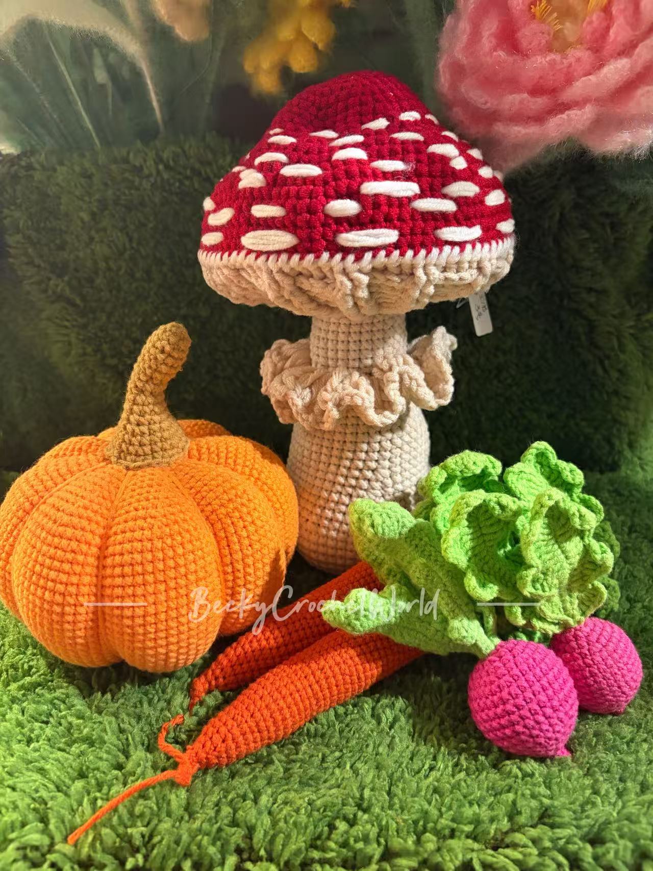 Mushroom, Pumpkin, Carrots and Radishes