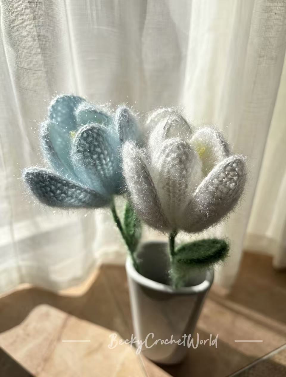 Two Tulips - Ethereal Flowers - Blue