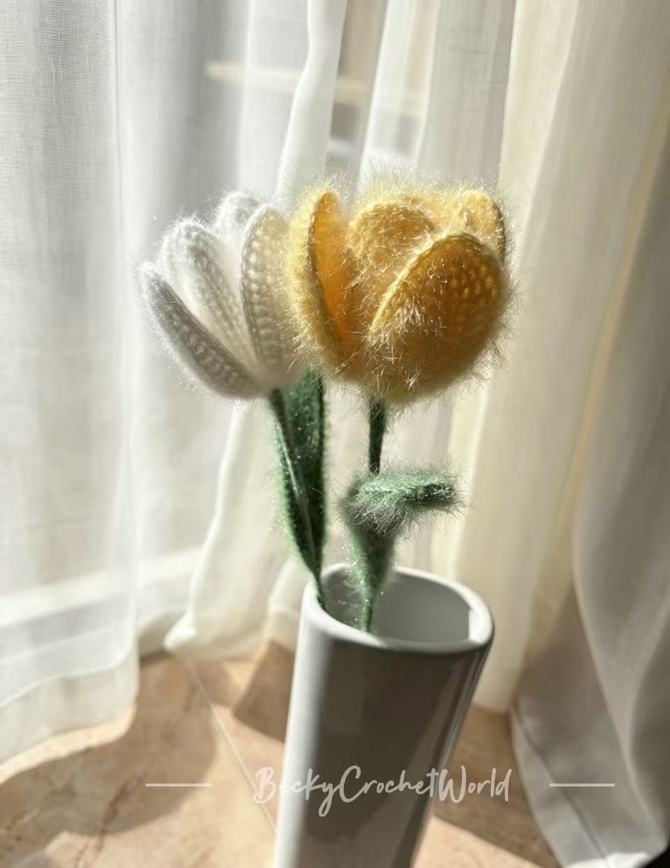 Two Tulips - Ethereal Flowers - Dark Yellow