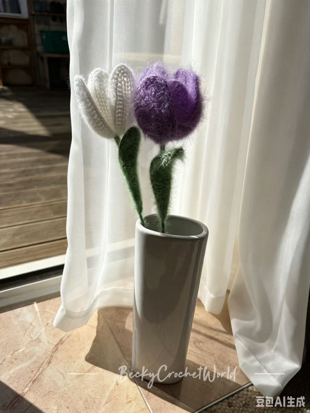 Two Tulips - Ethereal Flowers - Dark Purple
