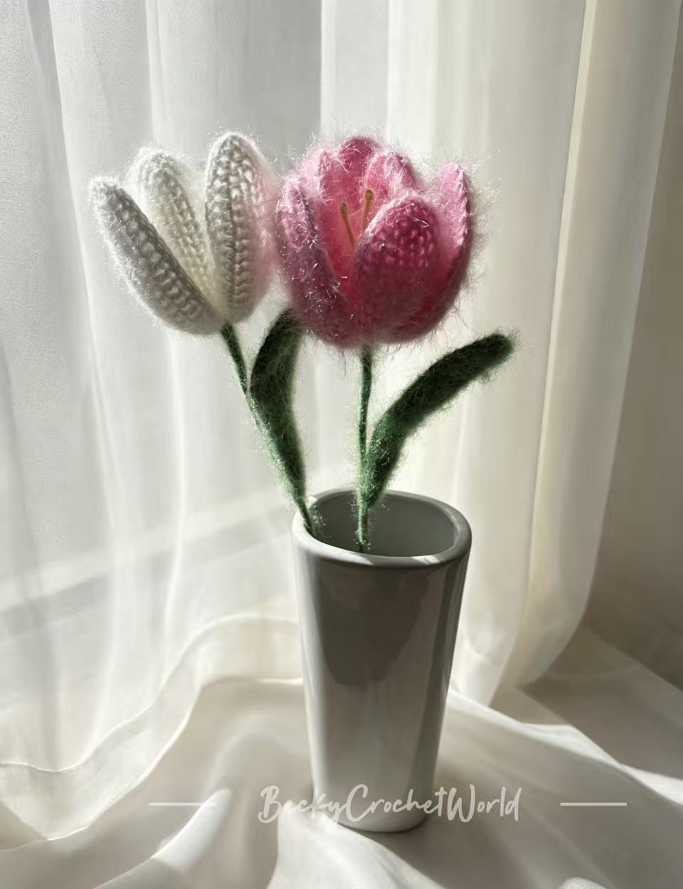 Two Tulips - Ethereal Flowers - Dark Pink
