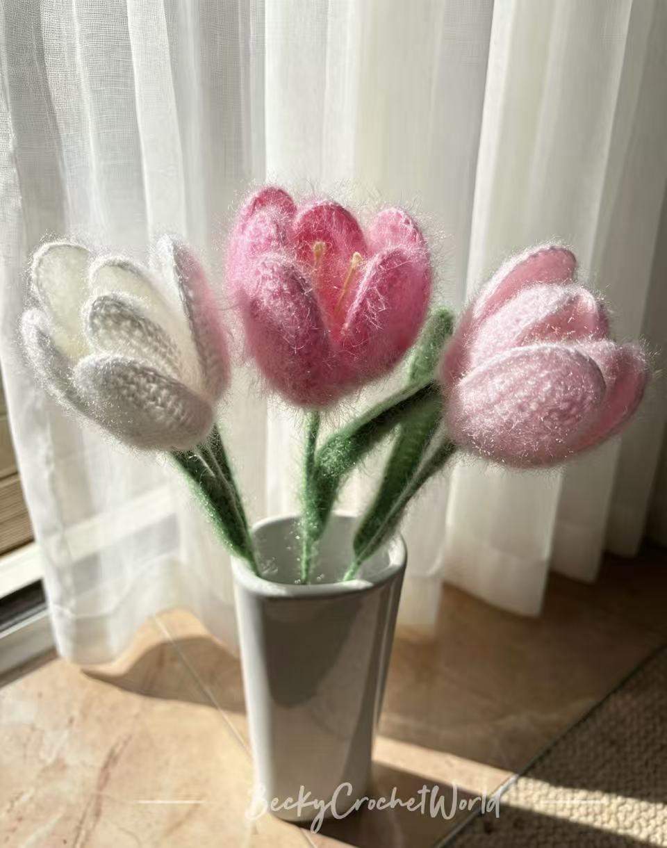 Three Pink Tulips - Ethereal