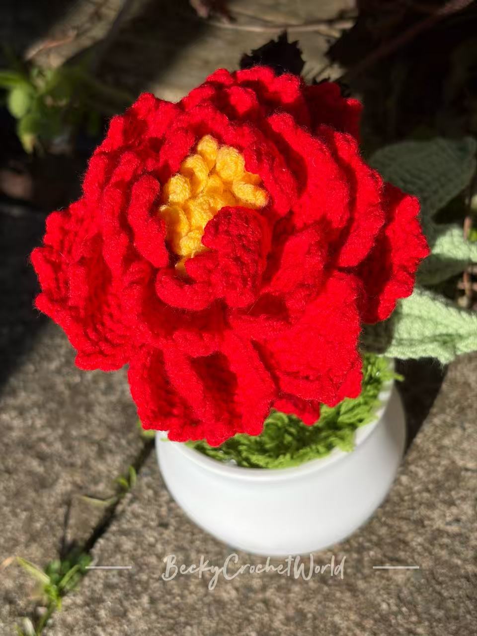 Peony Flower Pot Red