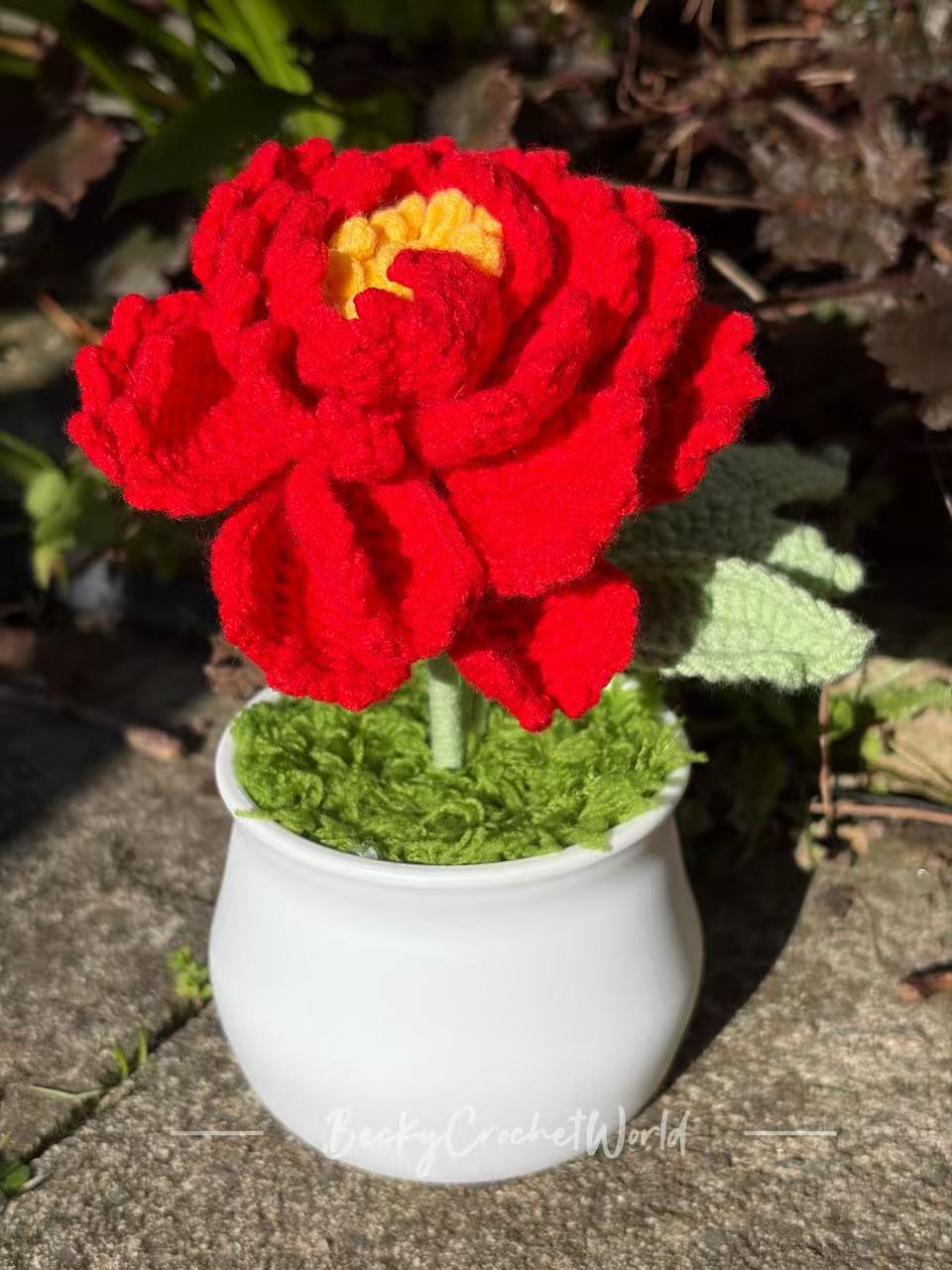 Peony Flower Pot Red