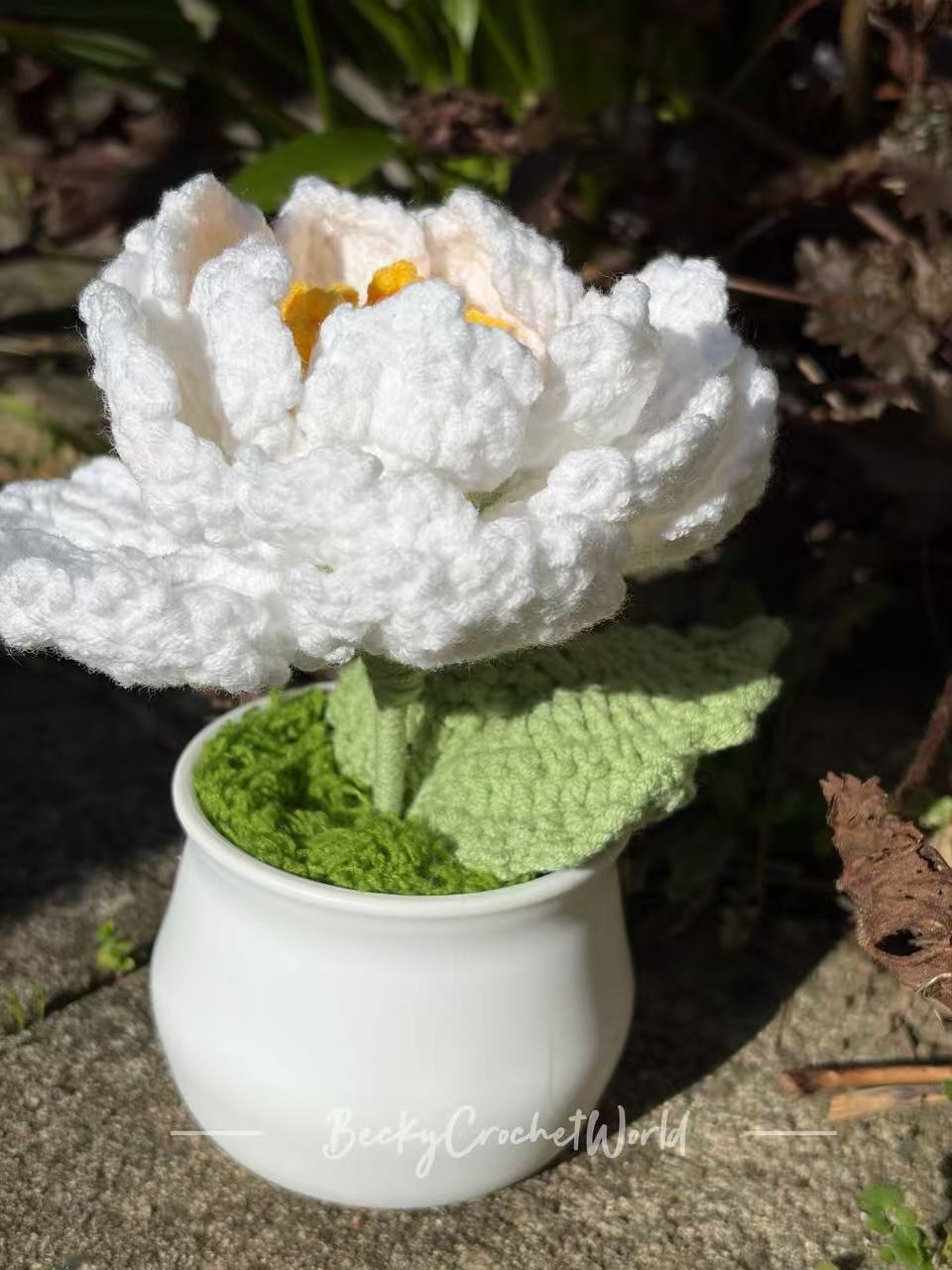 Peony Flower Pot white
