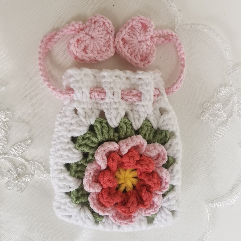 Pink Flower String Purse