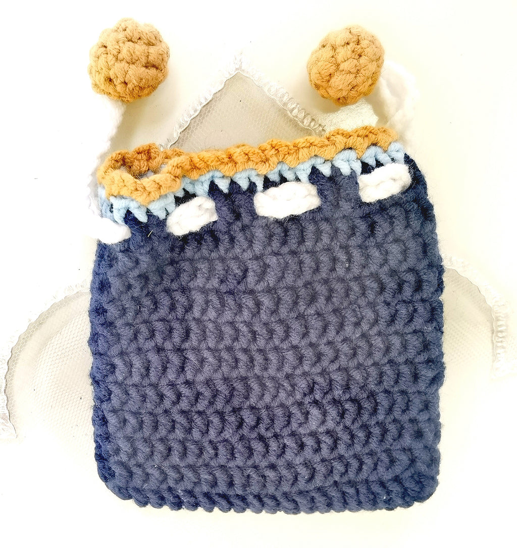 Mushroom with navy blue String Purse