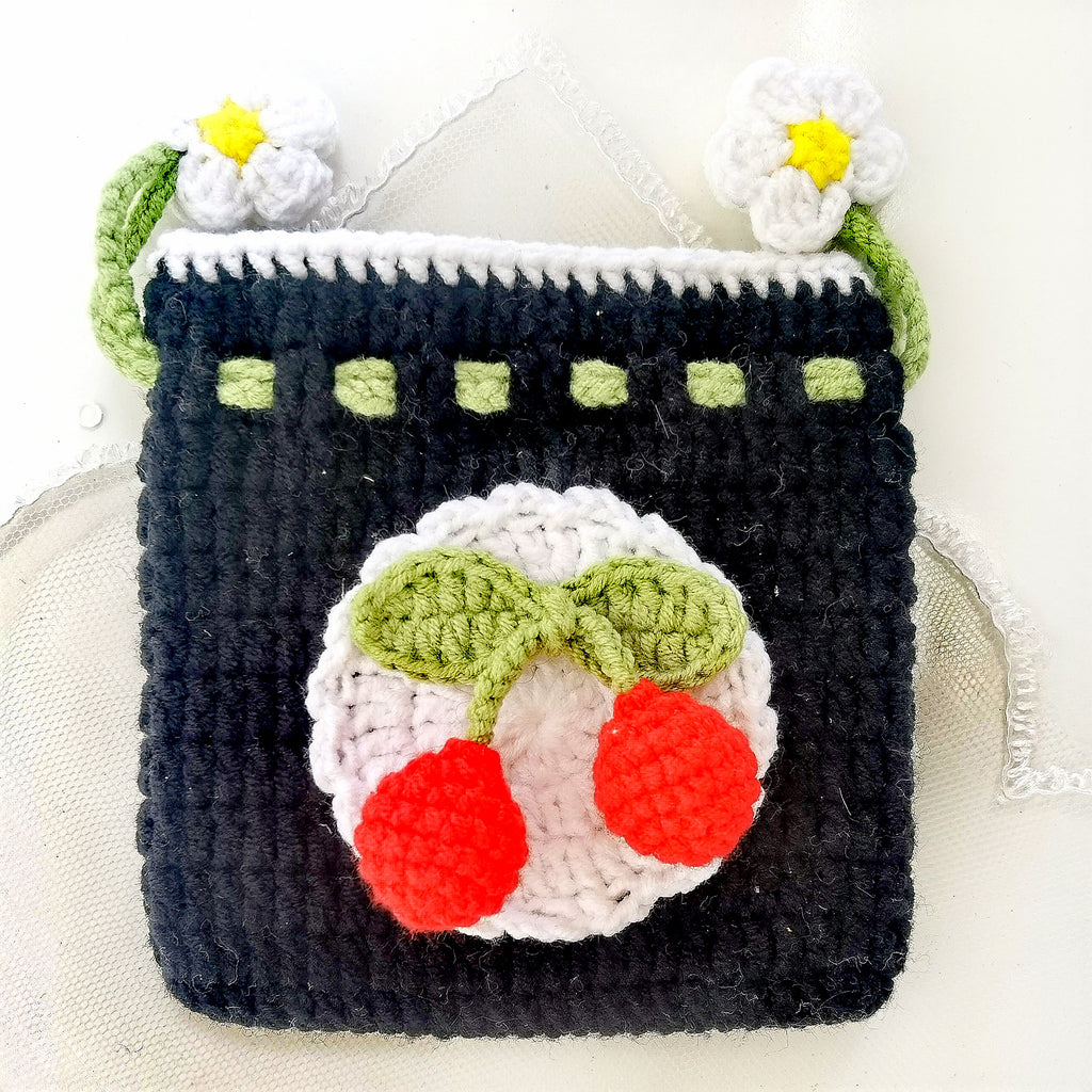 Bright Red Cherry String Purse